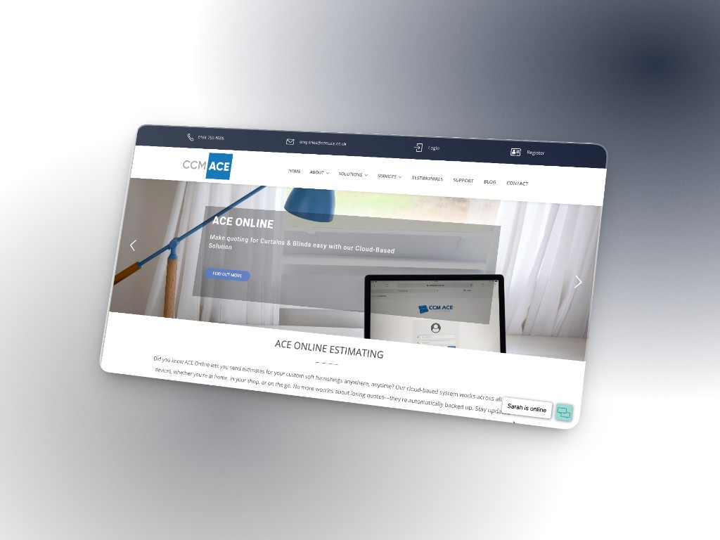 Previous CCM Ace Ltd homepage before the redesign